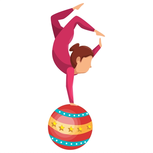 Carnival Circus Theme Acrobat Balance Ball Transparent Sticker